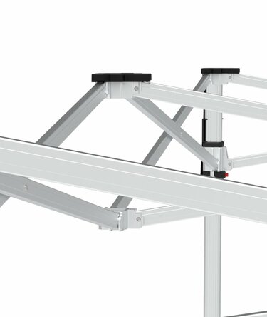 Protective caps on the aluminum frame of the Ecotent® folding gazebo.